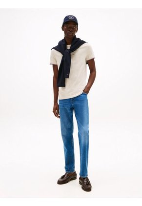 Camiseta Beige De Corte Slim Con Mangas Ribeteadas Tommy Hilfiger