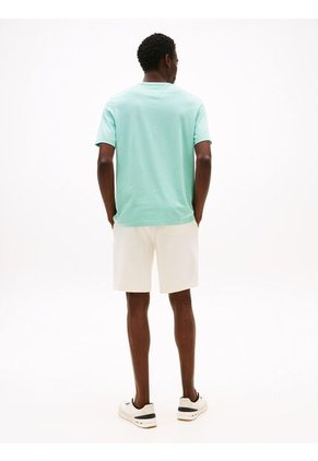 Camiseta Celeste De Cuello Redondo Con Logo Bordado Tommy Hilfiger