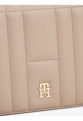 Bolso Beige Mensajero Acolchado Con Monograma TH Tommy Hilfiger