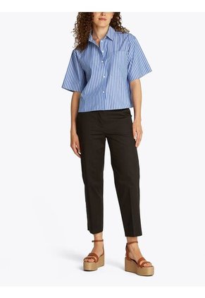 Camisa Azul Corta De Rayas Con Bolsillo Tommy Hilfiger