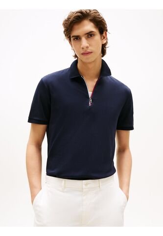 Polo Azul De Corte Regular Con Cierre De Cremallera Tommy Hilfiger Tommy Hilfiger