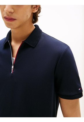 Polo Azul De Corte Regular Con Cierre De Cremallera Tommy Hilfiger