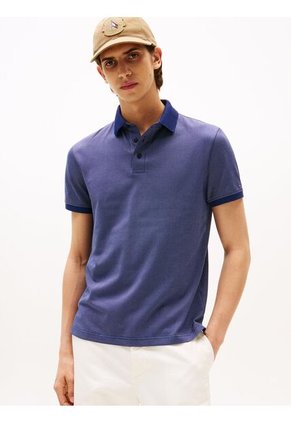 Polo Azul Con Tejido Jacquard De Corte Regular Tommy Hilfiger