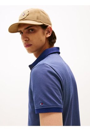 Polo Azul Con Tejido Jacquard De Corte Regular Tommy Hilfiger