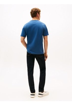 Camiseta Azul De Cuello Redondo Con Logo Bordado Tommy Hilfiger