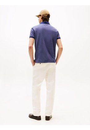 Polo Azul Con Tejido Jacquard De Corte Regular Tommy Hilfiger