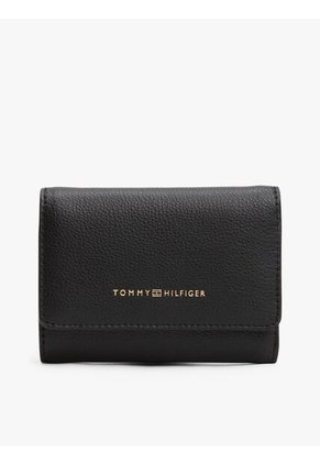 Billetera Negra Plegable En Tres Partes Con Logo Tommy Hilfiger