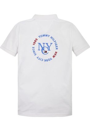 Polo Niño De Algodón Orgánico Con Logo Bordado Blanco Tommy Hilfiger