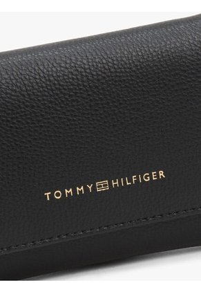 Billetera Negra Plegable En Tres Partes Con Logo Tommy Hilfiger