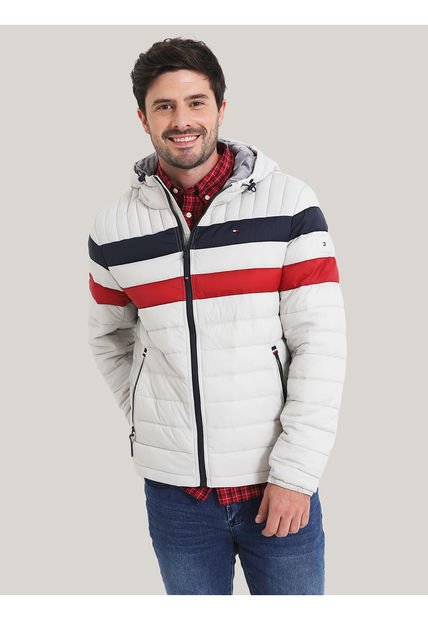 Chaqueta Blanca Acolchada Con Logo Tommy Hilfiger