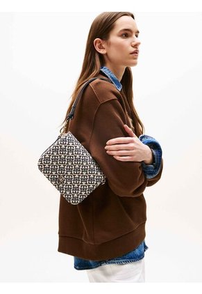 Bolso Azul Oscuro Mensajero Con Monograma TH En Jacquard Tommy Hilfiger