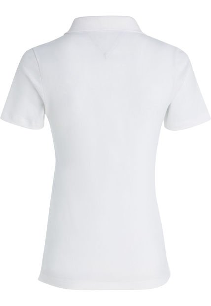 Polo Blanco De Corte Slim Con Tejido Pique Tommy Hilfiger