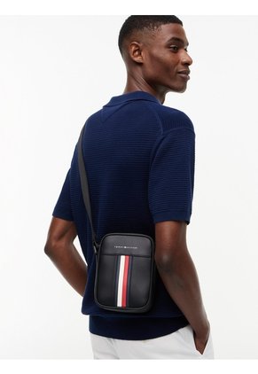 Bolso Negro Reporter Cruzado Con Cinta Distintiva Tommy Hilfiger