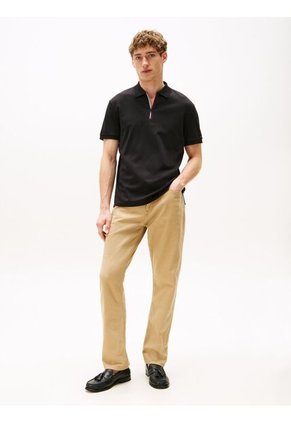 Polo Negro De Corte Regular Con Cierre De Cremallera Tommy Hilfiger