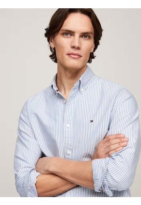 Camisa Azul Heritage De Rayas Con Corte Regular Tommy Hilfiger