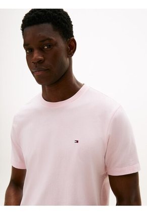 Camiseta Rosa De Cuello Redondo Con Logo Bordado Tommy Hilfiger