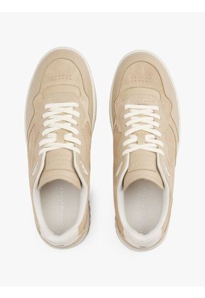 Tenis Beige De Cuero Con Mezcla De Texturas Tommy Hilfiger