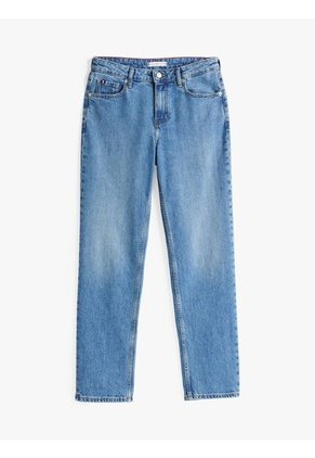 Jeans Azul Rectos De Talle Medio Desteñidos Tommy Hilfiger