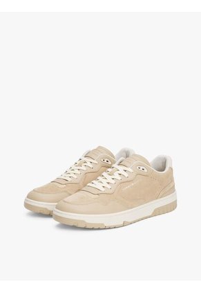 Tenis Beige De Cuero Con Mezcla De Texturas Tommy Hilfiger