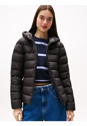 Chaqueta Negra Acolchada De Plumón Con Capota Tommy Jeans