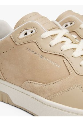Tenis Beige De Cuero Con Mezcla De Texturas Tommy Hilfiger