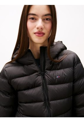 Chaqueta Negra Acolchada De Plumón Con Capota Tommy Jeans