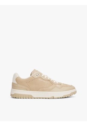 Tenis Beige De Cuero Con Mezcla De Texturas Tommy Hilfiger