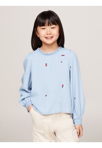 Blusa Azul De Chambray Con Bordado Floral Tommy Hilfiger Tommy Hilfiger