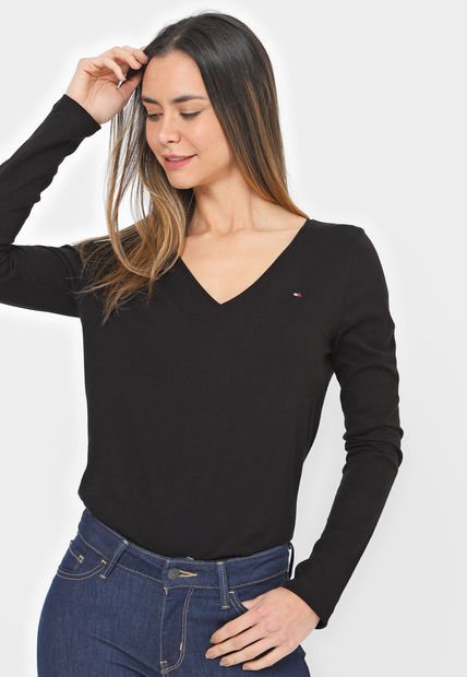 Camiseta Manga Larga Negro Tommy Hilfiger
