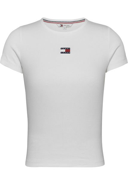 Camiseta Blanca De Corte Slim Con Parche Tommy Jeans