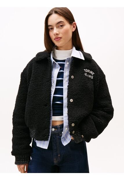 Chaqueta Negra Bomber Con Logo Tommy Jeans