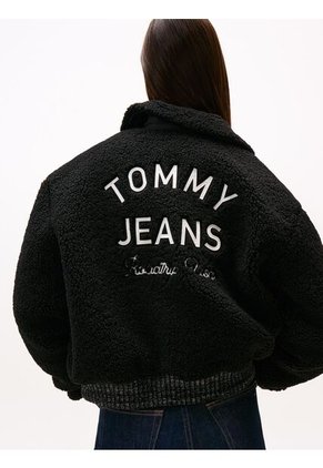 Chaqueta Negra Bomber Con Logo Tommy Jeans