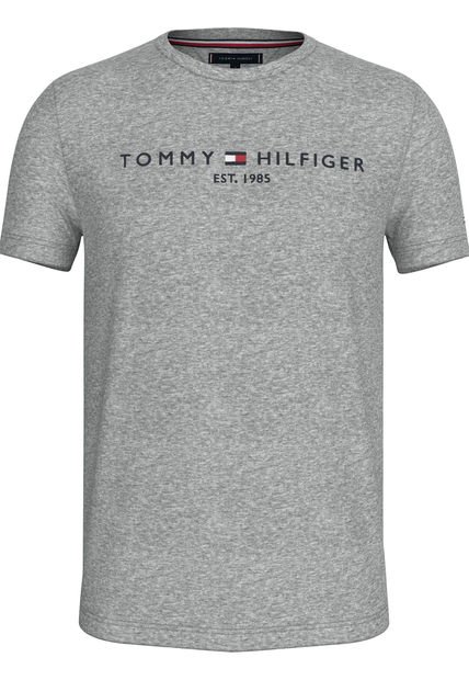 Camiseta Gris Con Logo Bordado En El Pecho Tommy Hilfiger