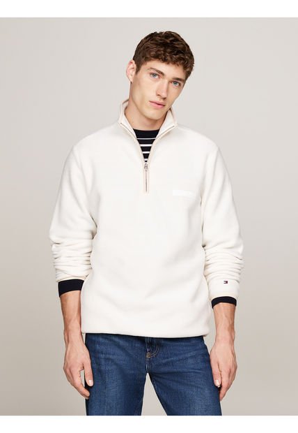 Saco Blanco De Media Cremallera Para Hombre Tommy Hilfiger