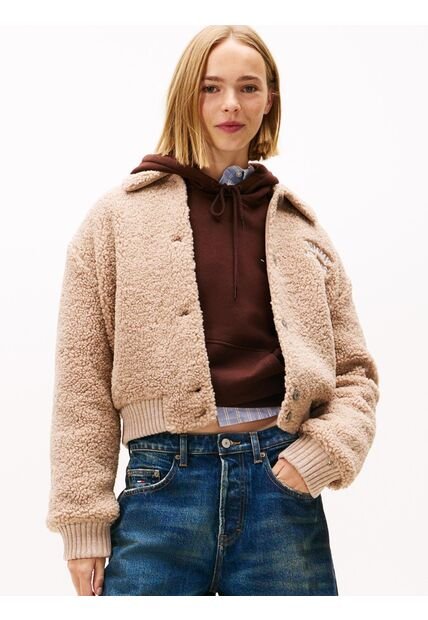 Chaqueta Café Bomber Con Logo Tommy Jeans