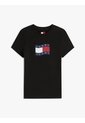 Camiseta Negra De Punto Slim Con Logo Ondulante Tommy Jeans de Tommy Hilfiger