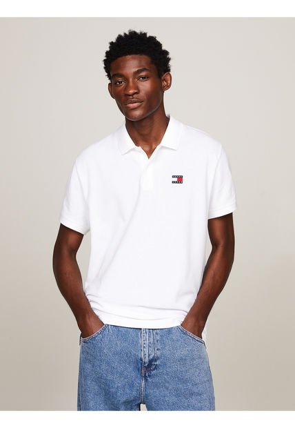 Polo Blanca De Corte Regular Con Parche De Tommy