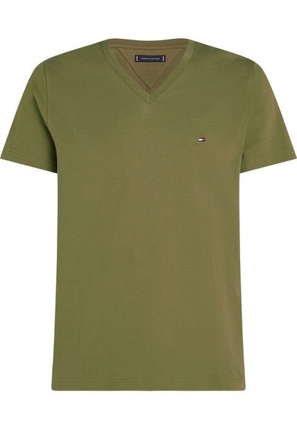 Camiseta Verde Essential En Cuello V Tommy Hilfiger