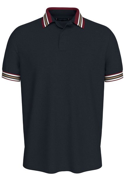 Polo Azul De Corte Regular Con Cuello A Contraste Tommy Hilfiger