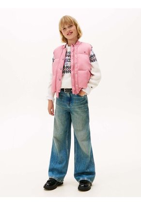 Chaleco Rosado Acolchado Amplio De Plumón Tommy Hilfiger