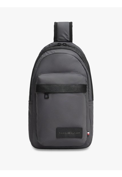 Morral Gris Tipo Slingpack Con Logo Tommy Hilfiger