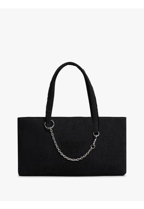 Bolso Negro Denim Tote Con Cadena Tommy Hilfiger