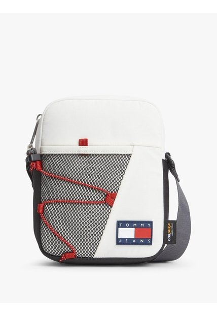 Bolso Blanco Reporter Cruzado Con Bolsillo De Malla Tommy Hilfiger