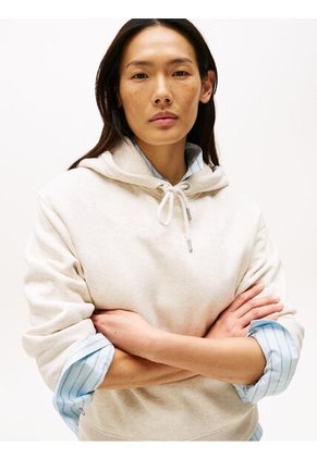 Buzo Blanco Con Capota, Cordón Y Logo Bordado Tommy Hilfiger