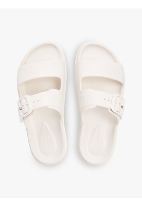 Sandalias Beige Con Tira Doble Y Logo Esmaltado Tommy Hilfiger