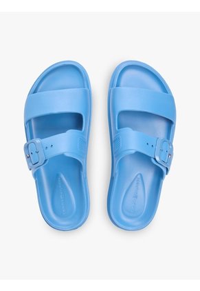 Sandalias Celeste Con Tira Doble Y Logo Esmaltado Tommy Hilfiger