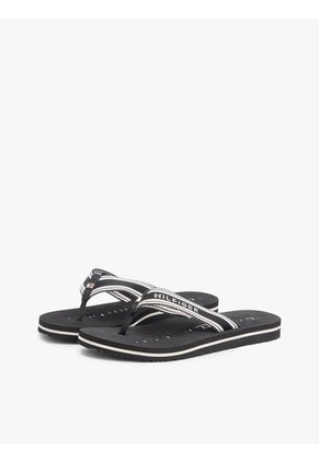 Sandalias Negro Con Tiras De Tejido Trenzado Tommy Hilfiger