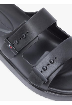 Sandalias Negro Ligeras Con Hebillas Y Suela Dentada Tommy Hilfiger