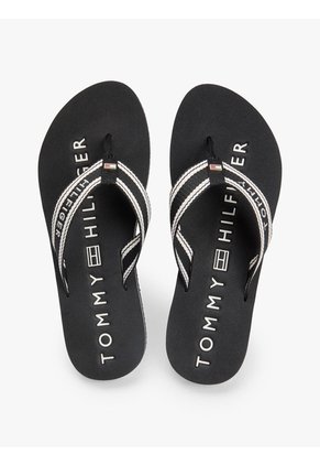 Sandalias Negro Con Tiras De Tejido Trenzado Tommy Hilfiger