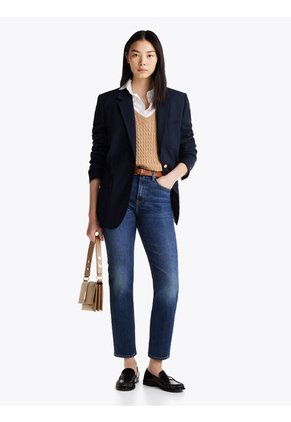 Jeans Azul Tobilleros, Ajustados Y Desteñidos De Talle Alto Tommy Hilfiger
